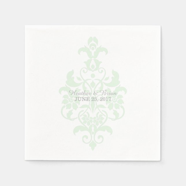 Serviette En Papier Papier de Damas doux à la menthe verte (Devant)