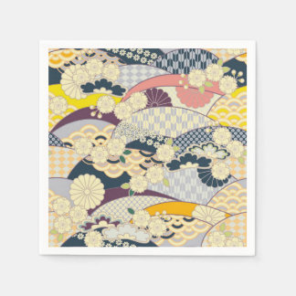Serviette En Papier Papier de découpage bleu blanc japonais Kimono flo