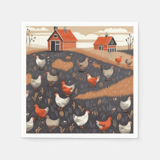 Serviette En Papier Papier de ferme de poulet Napkin
