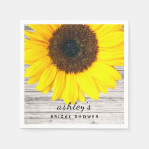 Serviette En Papier Papier de fête au tournesol avec texture de bois r