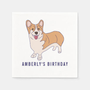 Serviette En Papier Papier de fête d'anniversaire Corgi Dog personnal