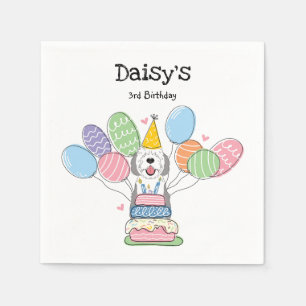 Serviette En Papier Papier de fête d'anniversaire gris et blanc