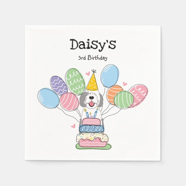 Serviette En Papier Papier de fête d'anniversaire gris et blanc (Devant)