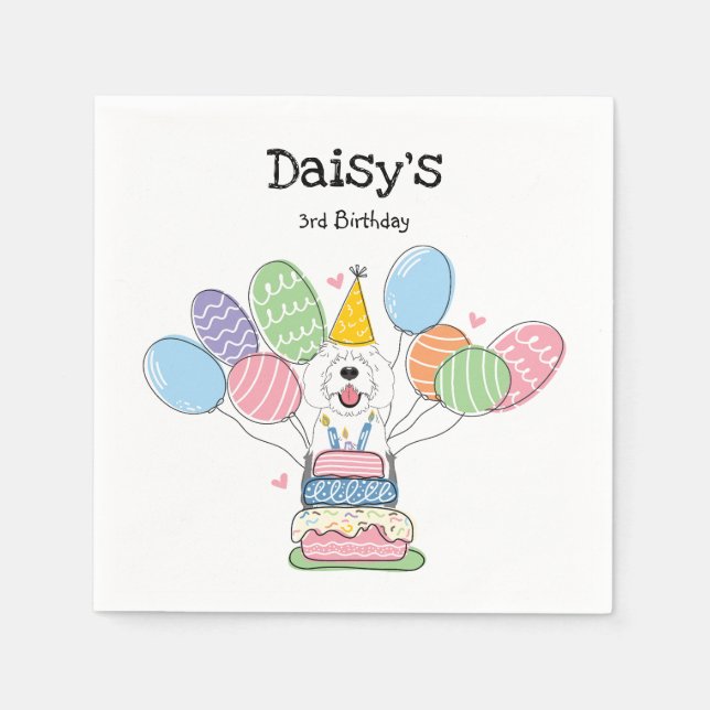 Serviette En Papier Papier de fête d'anniversaire gris et blanc (Devant)