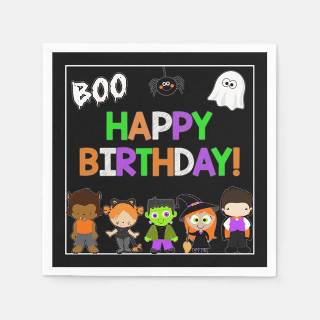 Serviette En Papier Papier de fête d'anniversaire Halloween (Devant)