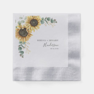 Serviette En Papier Papier de fête de mariage eucalyptus tournesol flo