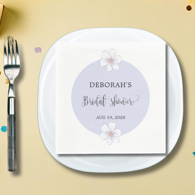 Serviette En Papier Papier de Fête des mariées floral Lilac Napkin (Créateur téléchargé)