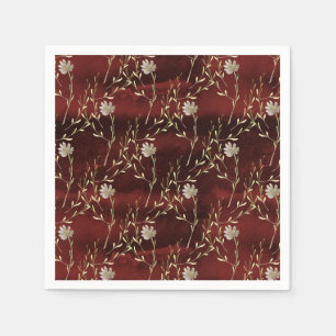 Serviette En Papier Papier de fête floral élégant burgundy Marsala