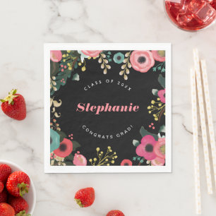 Serviette En Papier Papier de fin d'études florales moderne Napkins