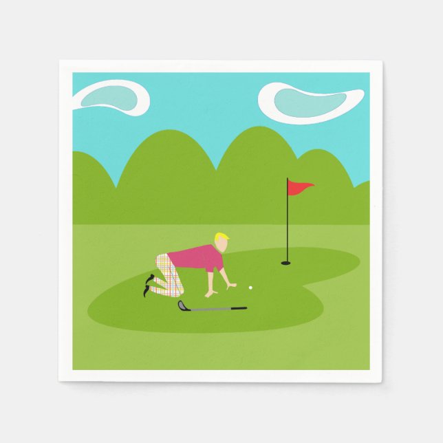 Serviette En Papier Papier de Golfer Retro (Devant)