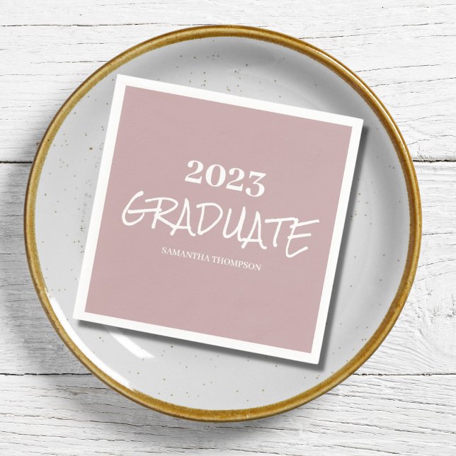 Serviette En Papier Papier de graduation rose simple Napkin (Créateur téléchargé)