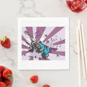 Serviette En Papier Papier de guitare bleu serviettes