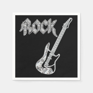 Serviette En Papier Papier de guitare ROCK noir et argent