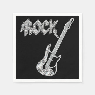 Serviette En Papier Papier de guitare ROCK noir et argent