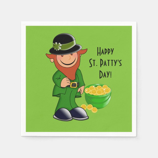 Serviette En Papier Papier de jour Saint Patrick Napkin, Leprechaun (Devant)