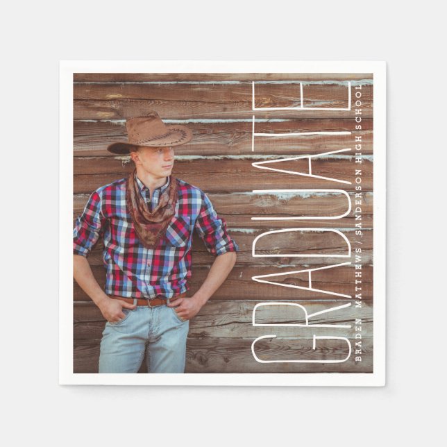 Serviette En Papier Papier de la partie de graduation photo moderne se (Devant)