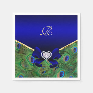 Serviette En Papier Papier de la partie Mariage Royal Blue Peacock