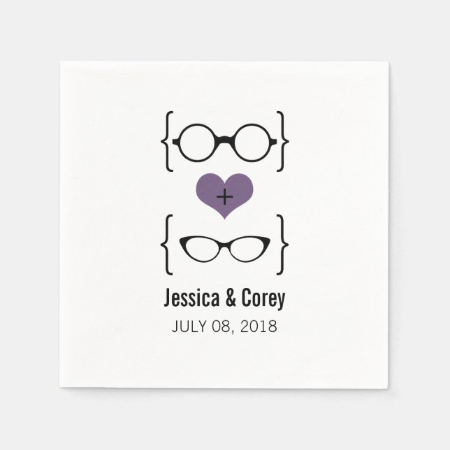 Serviette En Papier Papier de lunettes violet Geeky (Devant)