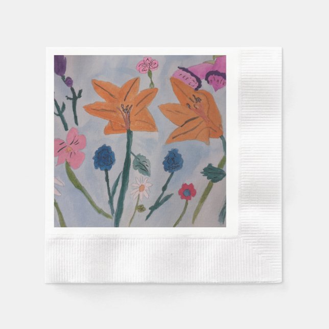 Serviette En Papier Papier de Lys orange Napkin (Devant)