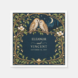 Serviette En Papier Papier de mariage Art Nouveau avec chouette effrai