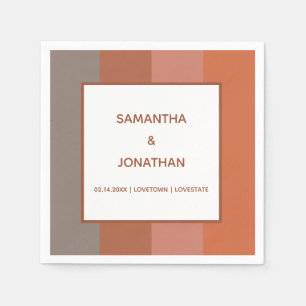 Serviette En Papier Papier de mariage Bauhaus rayé personnalisé servie