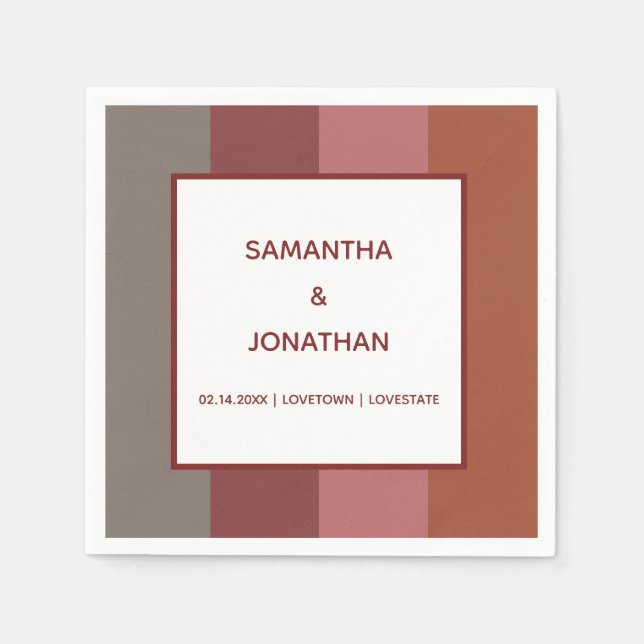 Serviette En Papier Papier de mariage Bauhaus rayé personnalisé servie (Devant)