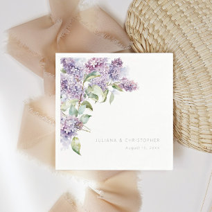 Serviette En Papier Papier de mariage botanique floral aquarelle lilas