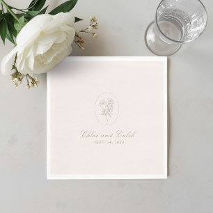 Serviette En Papier Papier de mariage botanique rose saumon pâle