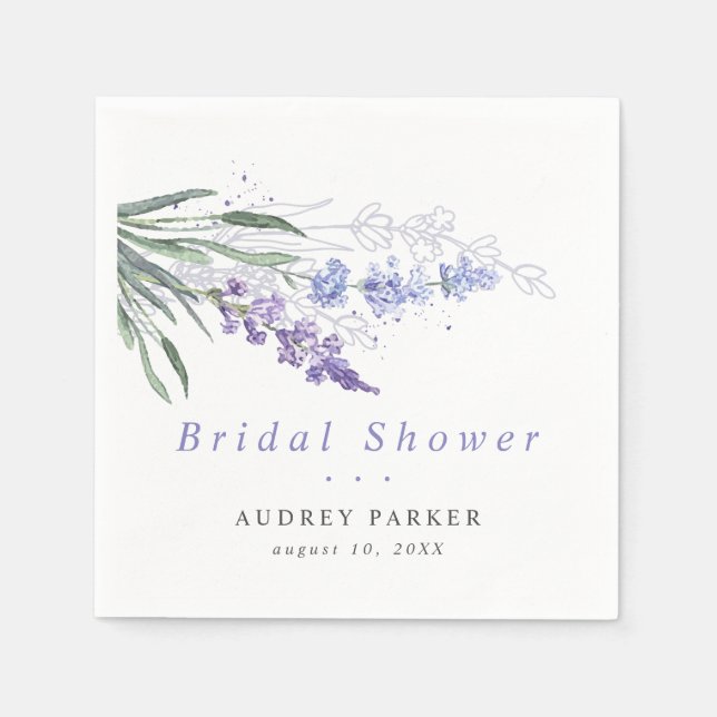 Serviette En Papier Papier de mariage floral aquarelle lavande romanti (Devant)