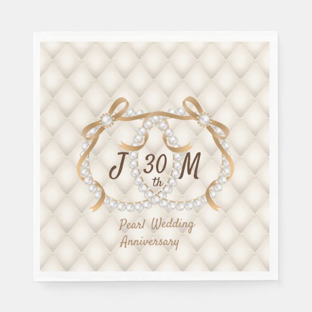 Serviette En Papier Papier de Mariage Pearl personnalisé Napkin (Devant)