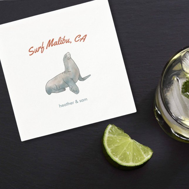Serviette En Papier Papier de mariage personnalisé Malibu Californie N (Créateur téléchargé)