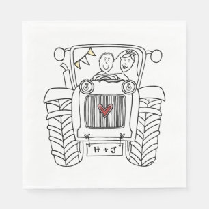Serviette En Papier Papier de mariage personnalisé tracteur de campagn