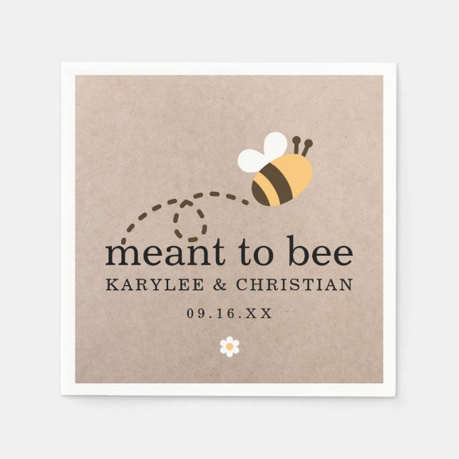 Serviette En Papier Papier de mariage rustique Meant To Bee (Devant)