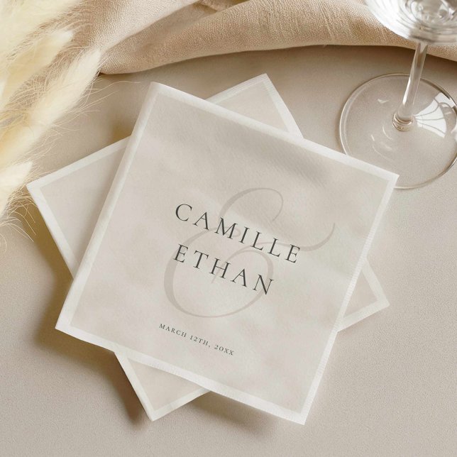 Serviette En Papier Papier de mariage simple moderne (Elegant Typography Wedding Paper Napkin)