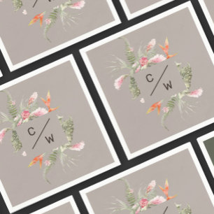 Serviette En Papier Papier de mariage taupe à monogramme floral tropic