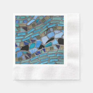 Serviette En Papier Papier de mosaïque bleu de verre de mer Napkin