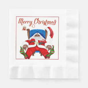 Serviette En Papier Papier de Noël afro-américain du Père Noël Nap