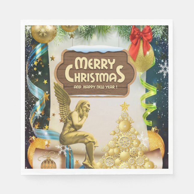 Serviette En Papier Papier de Noël, Ange de Noël (Devant)