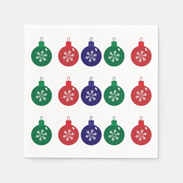 Serviette En Papier Papier de Noël Baubles Napkin (Devant)
