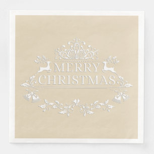 Serviette En Papier Papier de Noël beige et blanc
