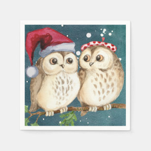 Serviette En Papier Papier de Noël Chouettes