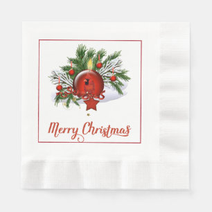 Serviette En Papier Papier de Noël du cardinal rouge Napkin