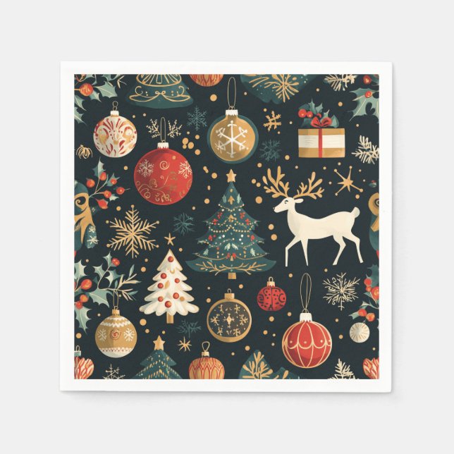 Serviette En Papier Papier de Noël festif Napkin (Devant)