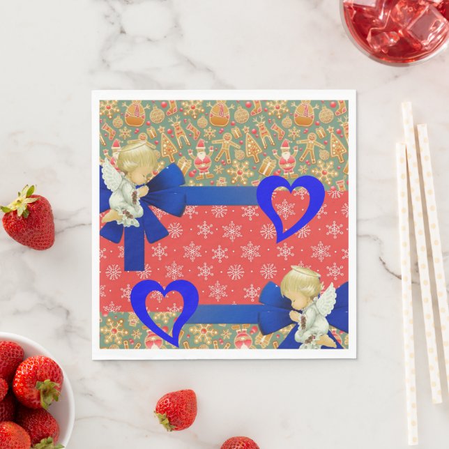 Serviette En Papier Papier de Noël, Joyeux Ange de Noël (En situation)