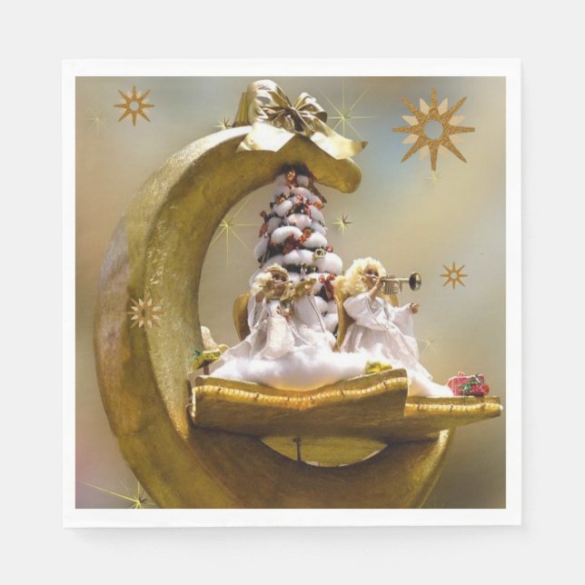 Serviette En Papier Papier de Noël, Joyeux Noël, Ange (Devant)