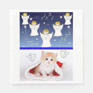 Serviette En Papier Papier de Noël, Joyeux Noël, Kitten