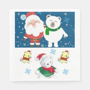 Serviette En Papier Papier de Noël, Joyeux Noël, Ours