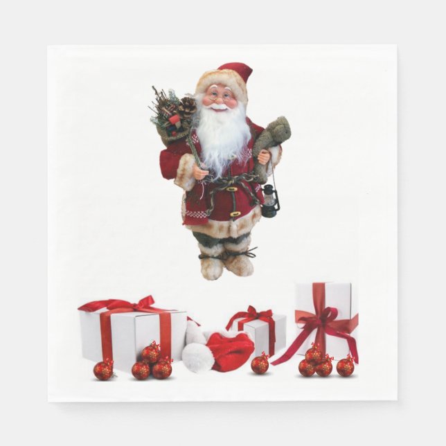 Serviette En Papier Papier de Noël, Joyeux Noël, Père Noël (Devant)