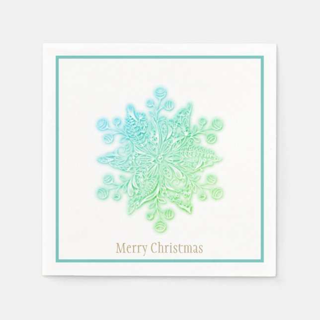 Serviette En Papier Papier de Noël Naples Aquas Snowflake (Devant)