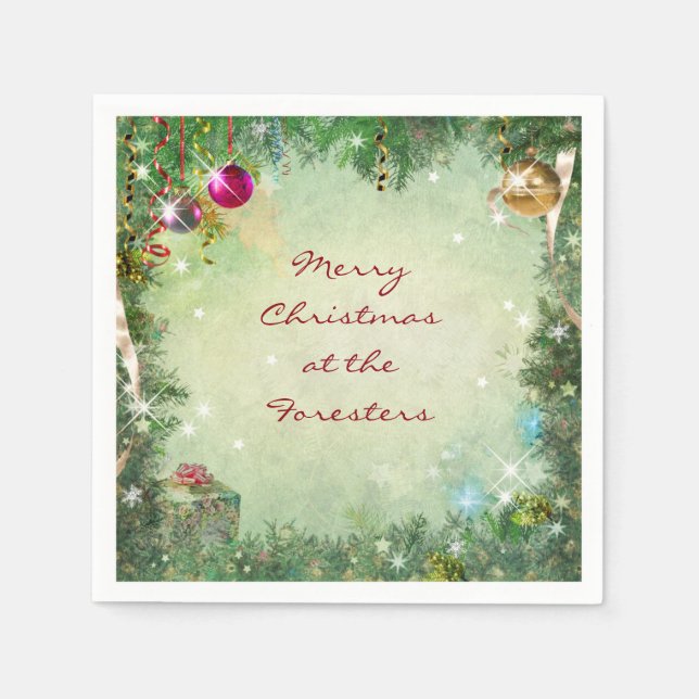 Serviette En Papier Papier de Noël personnalisable (Devant)